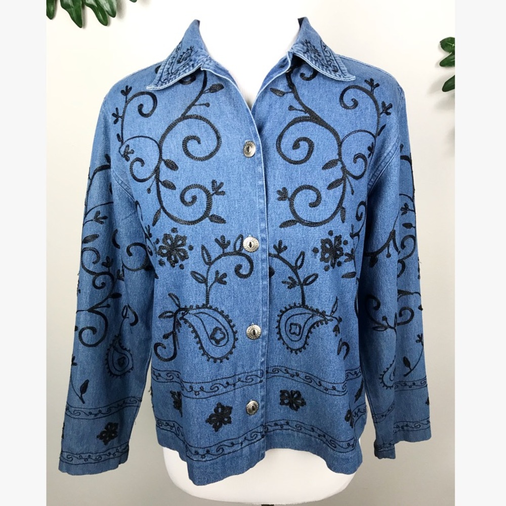 Vintage Studio Works Embroidered Denim Top - Picture 7 of 8